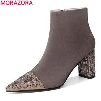 

MORAZORA 2020 Big size 34-41 fashion ankle boots simple pointed toe high heels ladies shoes top quality women boots