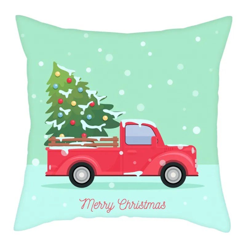 Fuwatacchi красный грузовик наволочки Рождественская елка рождественский Чехол на подушку украшения для дома год диван обивка 45*45 см - Цвет: PC12746