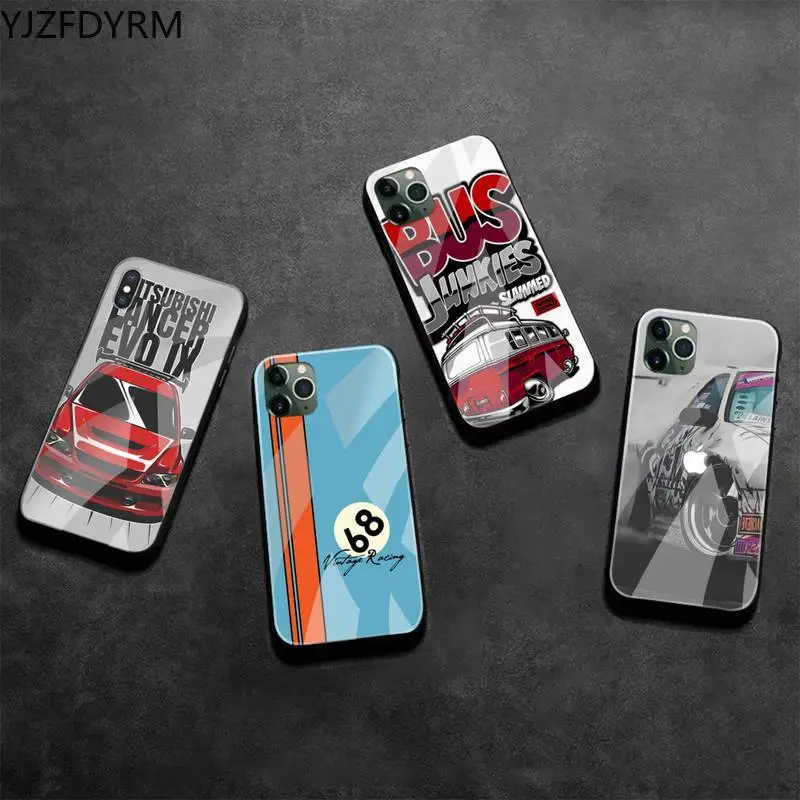 

YJZFDYRM Hot Drift Cars Auto JDM Phone Case Tempered Glass For iPhone 11 Pro XR XS MAX 8 X 7 6S 6 Plus SE 2020 case