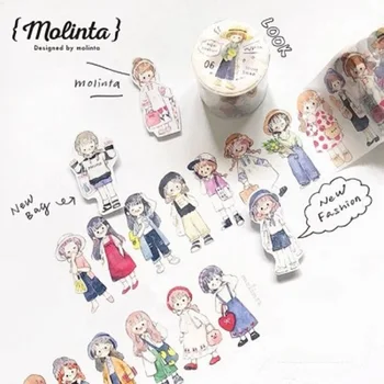 

Fashion Girls Daily Dress Up Washi Tapes Bullet Journal Masking Tape Adhesive Tape DIY Scrapbooking Washi Stickers