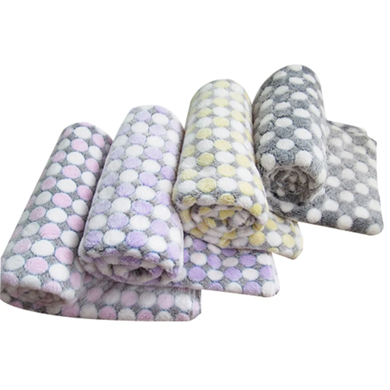 Soft Flannel Pet Dog Blanket Dots Printed Breathable Dog Cat Bed Mat Warm Pet Sleeping Cushion Cover For Pet Dog Cat Products