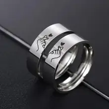Ring Couple Gift Stainless-Steel Valentine's-Day-Anniversary Silver-Color Romatic-Design
