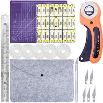 

LMDZ Rotary Cutter Set Blades Fabric Circular Quilting Patchwork Cutting Mat Patchwork Ruler Leather Cutter Blade Sewing Tool