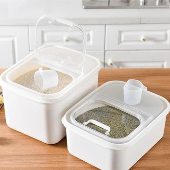 

Sealed Rice Bucket Kitchen Household Flip Cover Moisture-proof And Insect-proof Grain Flour Storage Box 10KG Rice Storage Box