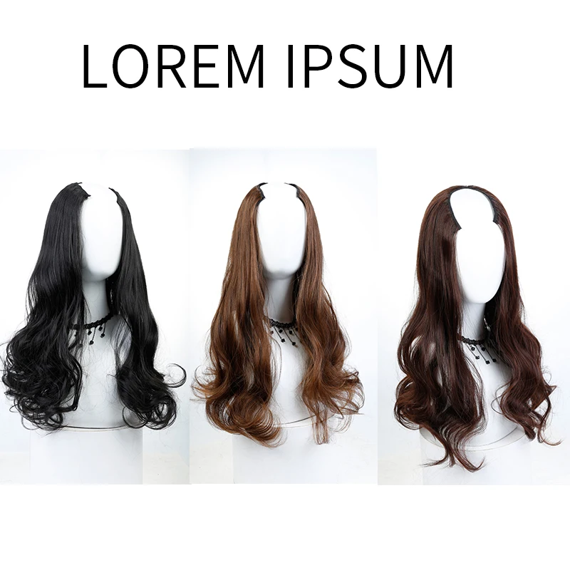 Синтетические u образные/u образные парики 65 см синие черные серые женские