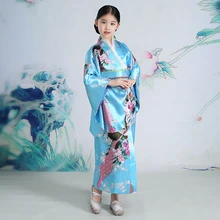 Кимоно в японском стиле для маленьких девочек; детское нарядное платье с цветочным рисунком; детский винтажный костюм для костюмированной вечеринки для девочек; свободное платье для девочек