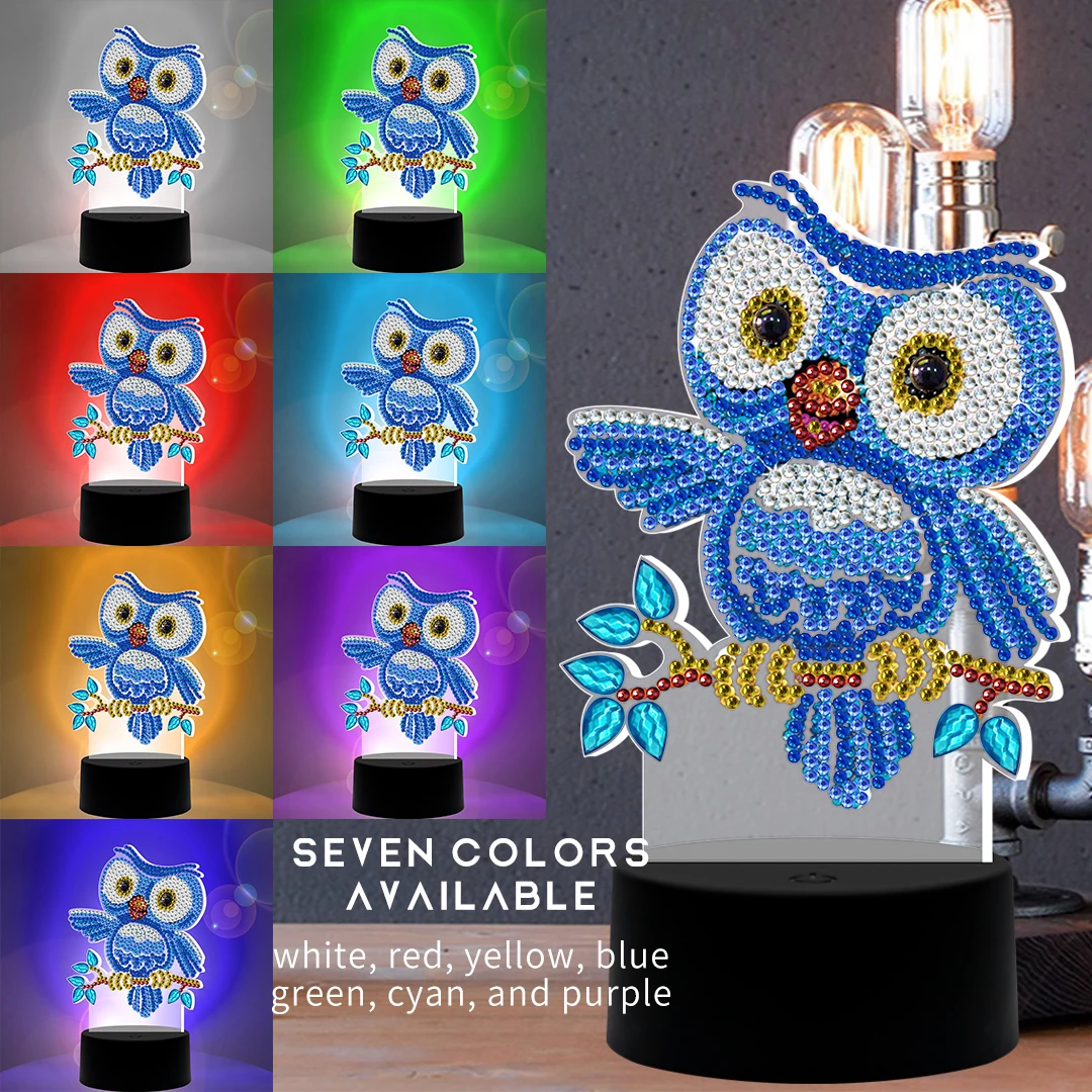 Diamond Painting LED Light Embroidery Night Lamp 7 Colors Available Table Lamp New Design DIY Home Decoracion