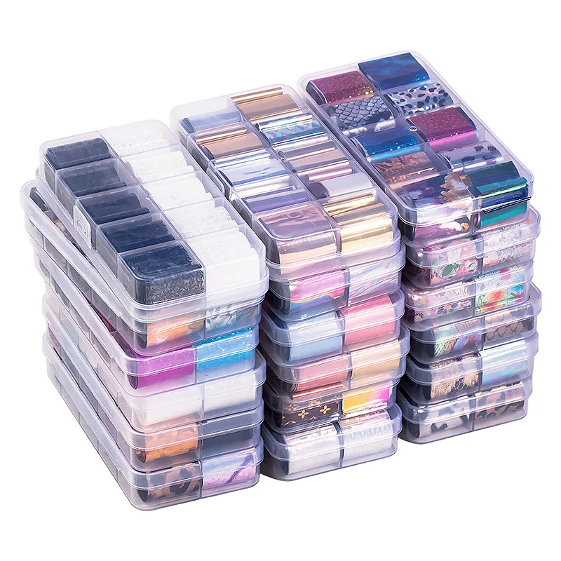 

Nail Foils Holographic Halloween Series Mixed Size Transfer Sticker Decals Nail Art Design Transparent Marble Holographic Nail