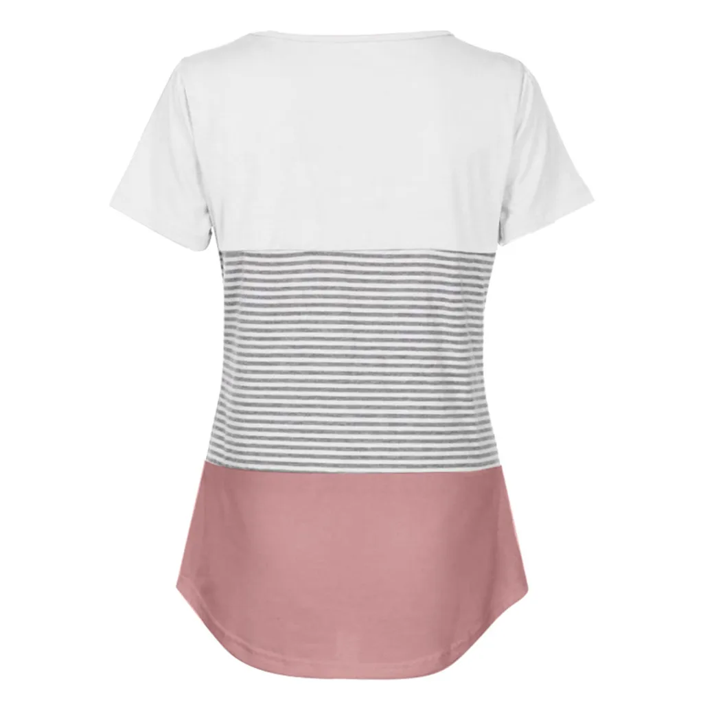 ARLONEET женский топ для беременных и кормящих, короткий рукав, Одежда для беременных повседневный, блузка, грудное вскармливание, полосатая футболка CJ22