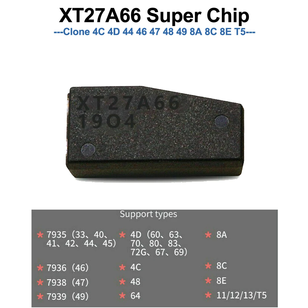 XT27A66 VVDI Supermode Chip Convertible Automobile Anti-Theft Chip 4C 4D 44 46 47 48 49 8A 8C 8E T5 1 Piece
