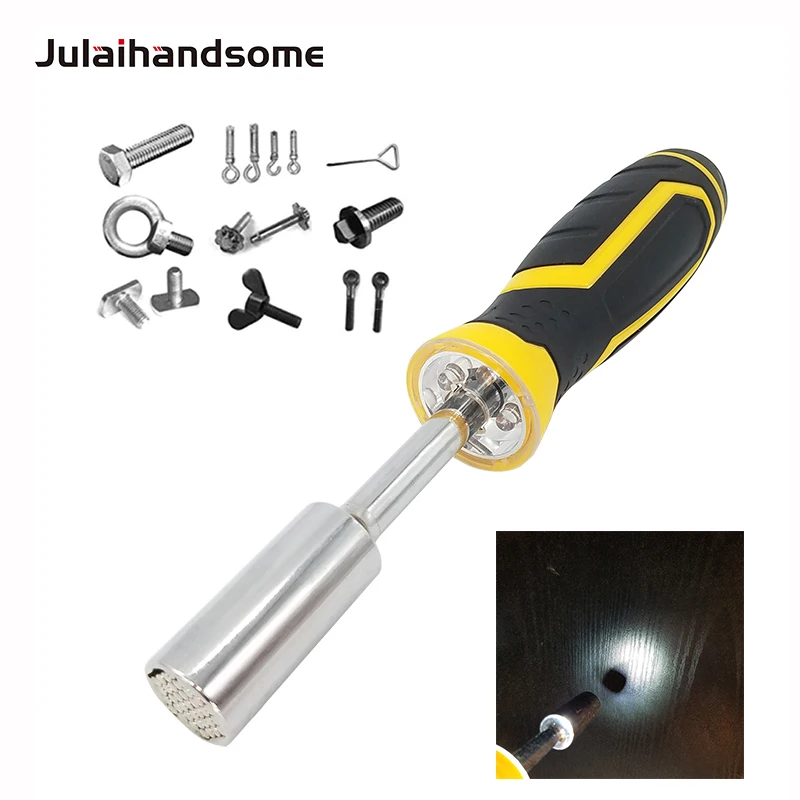 

Universal Nut Driver with LED Lights Universal Socket Wrench Mutifunction Tools 4mm-15mm CRV