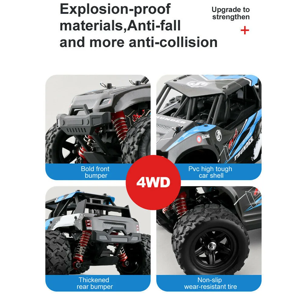 40+ MPH пластиковый гусеничный детский на батарейках модель 4WD пульт дистанционного управления 1:18 внедорожный высокоскоростной большой Радиоуправляемый автомобиль 2,4 ГГц простота в эксплуатации