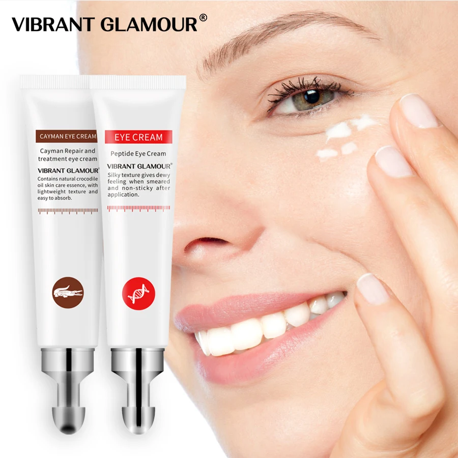 VIBRANT GLAMOUR Eye Cream Peptide Collagen And Crocodile  Anti-Wrinkle Remover Dark Circles Against Puffiness Bags Eye Care 2PCS