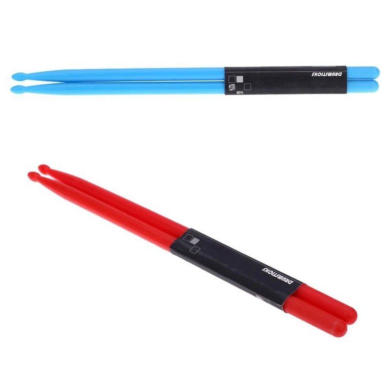 2 Pair Of 5A Drumsticks Nylon Stick for Drum Set Lightweight Professional, Red& Blue