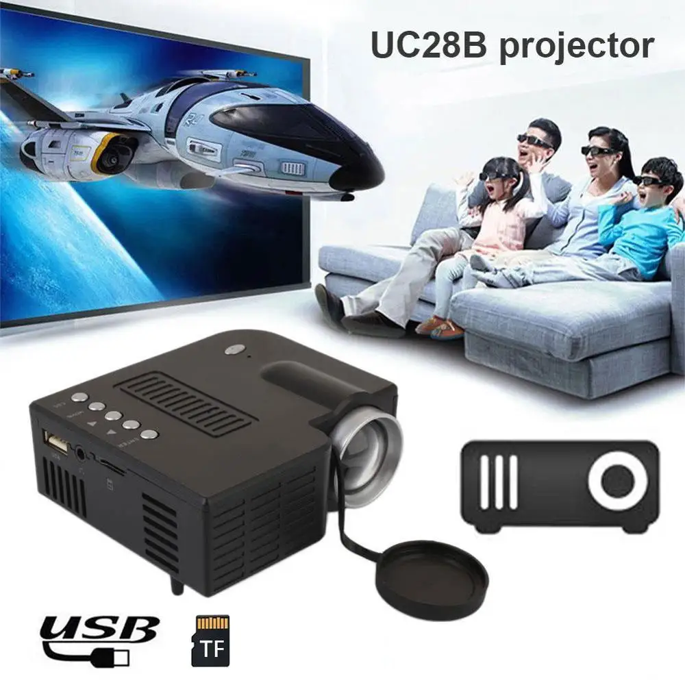 UC28B домашний проектор Мини Портативный светодиодный 500LM USB TF кинотеатр для