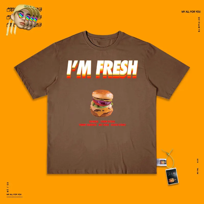Deep coffee color My Life Hamburger I'm Fresh Hip-Hop Evil Do Matcha Green Basics, верхняя одежда без подкладки, женская пуховая одежда, не хватает - Цвет: Deep coffee color