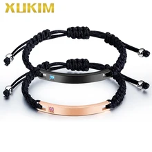 BO655 Xukim ювелирные изделия пара веревки браслеты из нержавеющей стали черный браслет из розового золота