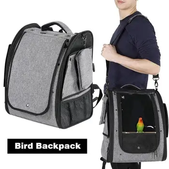 

Pet Parrot Backpack Bird Carrier Portable Bird Carrying Cage With Slide Tray Outdoor Travel Breathable Bird Canary Transport Bag