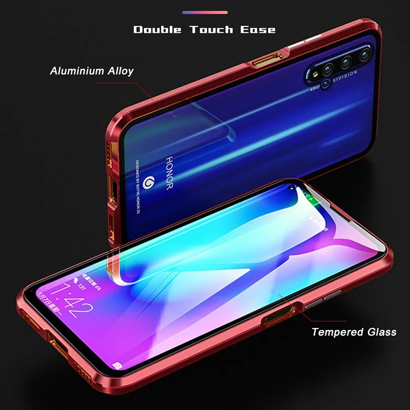 Роскошный Магнитный поглощающий металлический флип-кейс для huawei Honor 20 20i 20Pro Lite, чехол для телефона, двустороннее стекло Honor20 Pro i