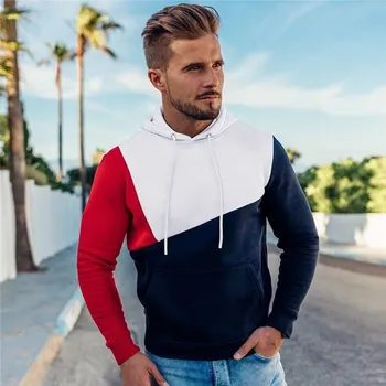 

Mens Hoodies Sweatshirts Colour Patchwork Hooded Outerwear Coats Man Jackets Hoodie Sweatshirt Fashion Streetwear M-XXXL