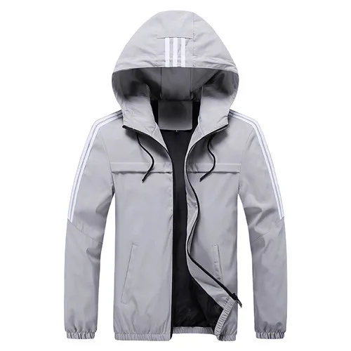 light grey Большие размеры 6XL 7XL 8XL куртка мужская ветровка весна осень модная куртка мужская повседневная куртка с капюшоном мужская верхняя одежда мужское пальто - Цвет: light grey