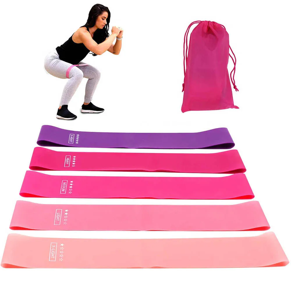 5PCSYogaResistanceBandsTensionBandStretchingRubberLoopExerciseFitnessEquipment