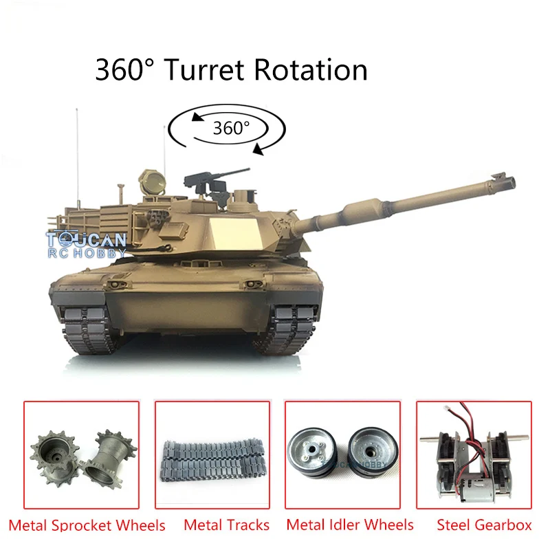 US $289.80 Henglong 116 Tk 60s Upgrade M1a2 Abrams Rtr Rc Tank 3918 W 360 Turret Metal Tracks Th12939