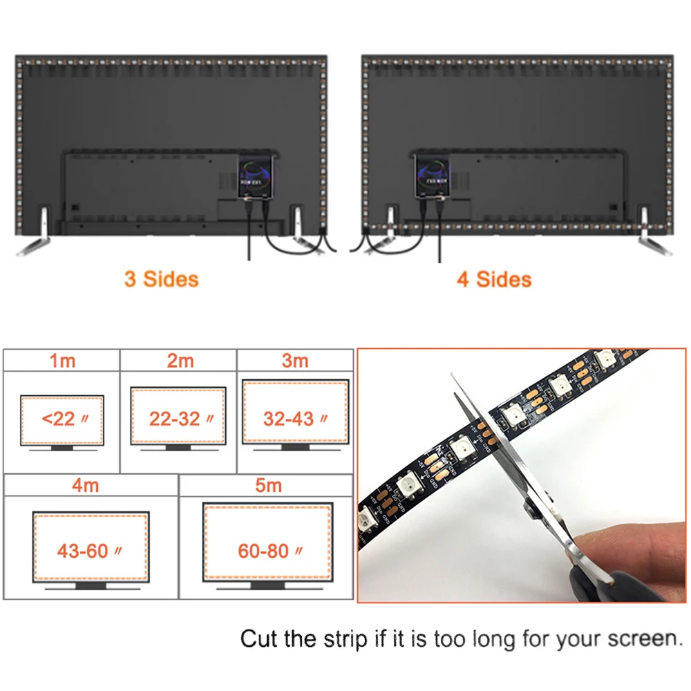 tela ws2811 ws2812b sk6812 rgb usb led