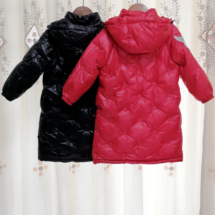 Модная блестящая детская пуховая куртка с капюшоном зимнее толстое теплое пальто детская одежда с вышивкой Modis пуховик, верхняя одежда Y2173