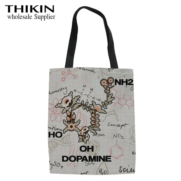 THIKIN пастельный цветочный химический принт женская сумка на плечо из хлопка для шоппера многоразовая складная сумка для похода в магазин сумка оптом - Цвет: 1