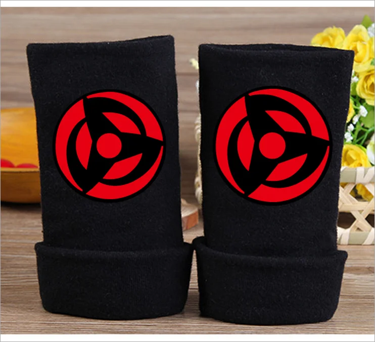 Аниме Шаринган Наруто хлопковые перчатки Uchiha Itachi Мультяшные без пальцев для