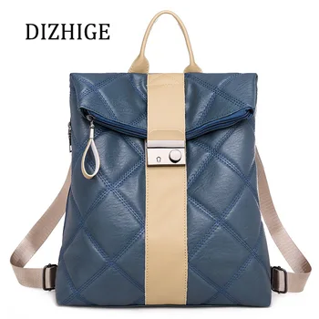 

Designer Fashion Backpacks Women Patchwork Soft PU Leather Backpacks Blue Luxury Sac A Dos School Backpacks for Girls Mochilas