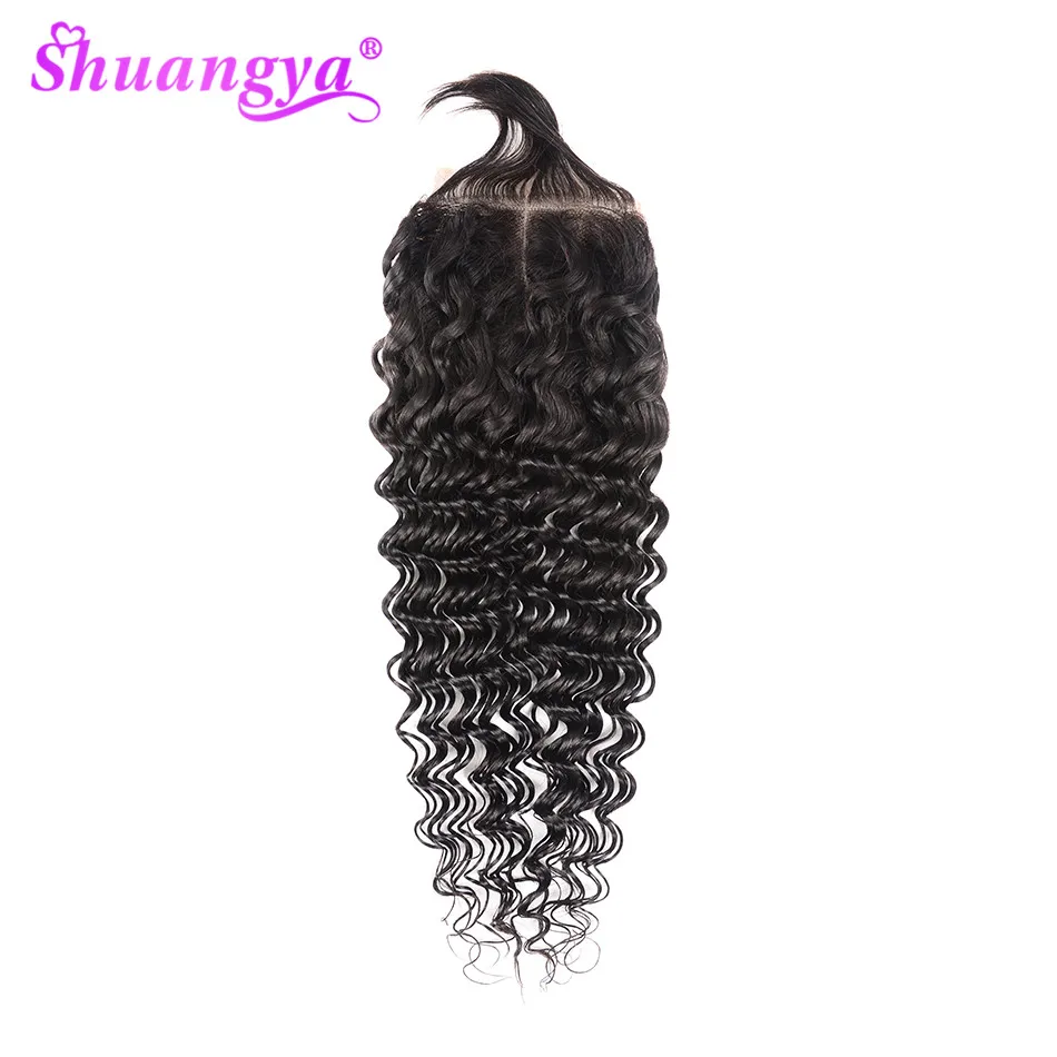 

Shuangya Hair Brazilian Deep Wave Closure Human Hair Closure 4*4 Lace Closure Free/Middle/Three Part Remy Hair Natural Color