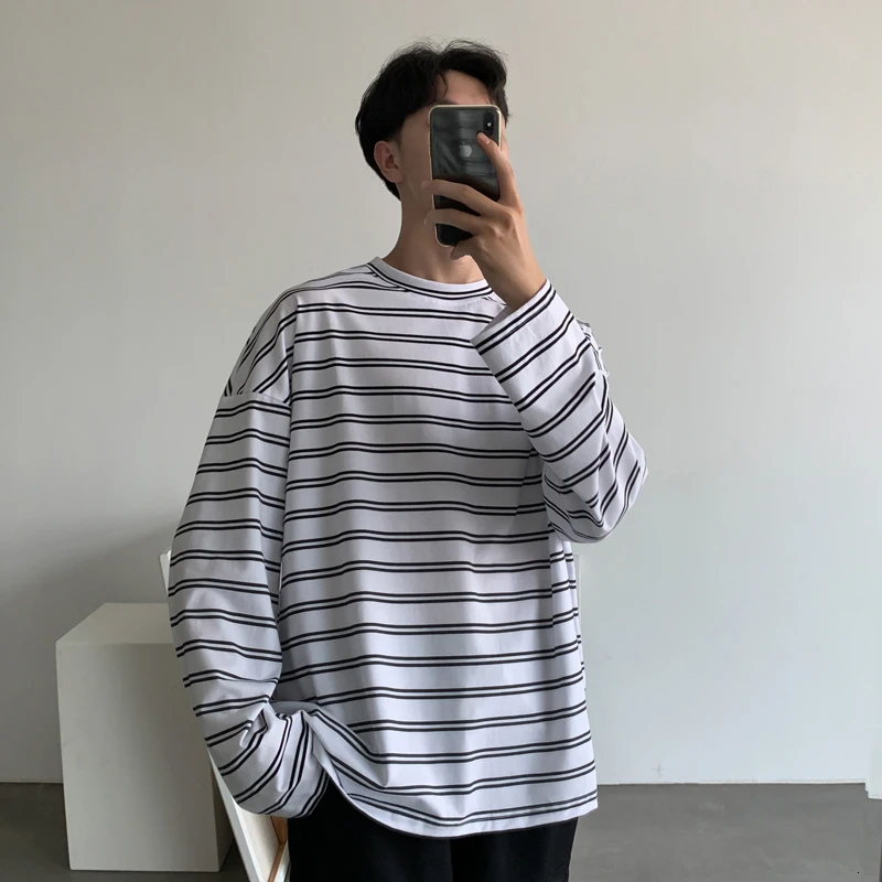 Autumn T Shirt Men Fashion Contrast Color Casual Long-sleeved T-shirt Man Streetwear Wild Hip-hop Loose Striped Tshirt Men Tops Autumn T Shirt Men Fashion Contrast Color Casual Long-sleeved T-shirt Man Streetwear Wild Hip-hop Loose Striped Tshirt Men Tops