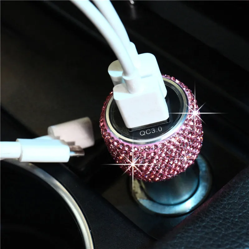 Алмазный Кристалл Двойной зарядное устройство USB линия Bling горный хрусталь автомобильного прикуривателя Универсальный кабель для передачи данных для iPhone Xiaomi huawei