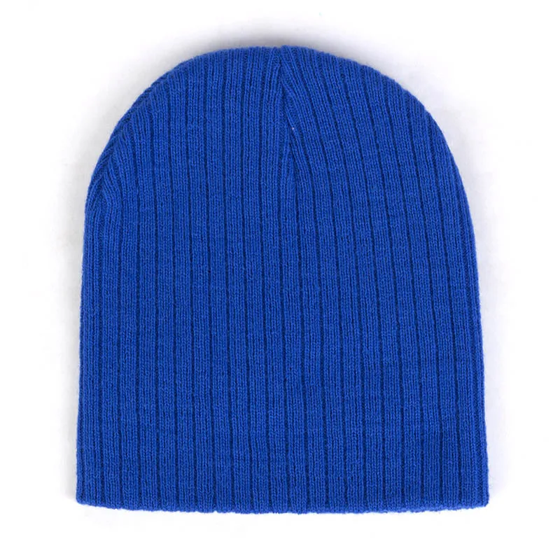 Geebro/вязаные полосатые шляпы для детей ясельного возраста, теплые шапочки для маленьких девочек, зимняя однотонная шапка, Модные Повседневные шапки, полиэстер, DQ934 - Цвет: Royal Blue