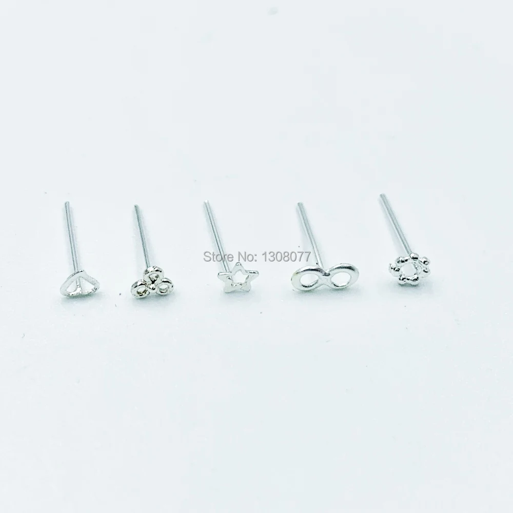 Mixed design Nase Pin 925 sterling silber allergie frei Nase Piercing schmuck pack von 20 stücke – Detail 3