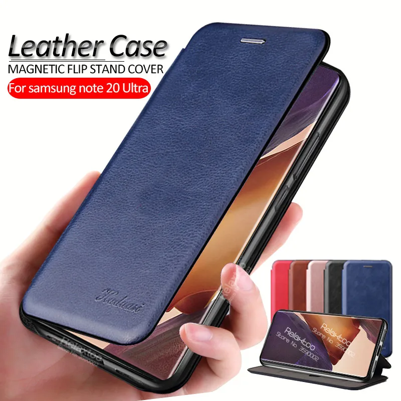 leather Flip Magnetic cases For samsung note 20 Ultra s10 s20 plus
