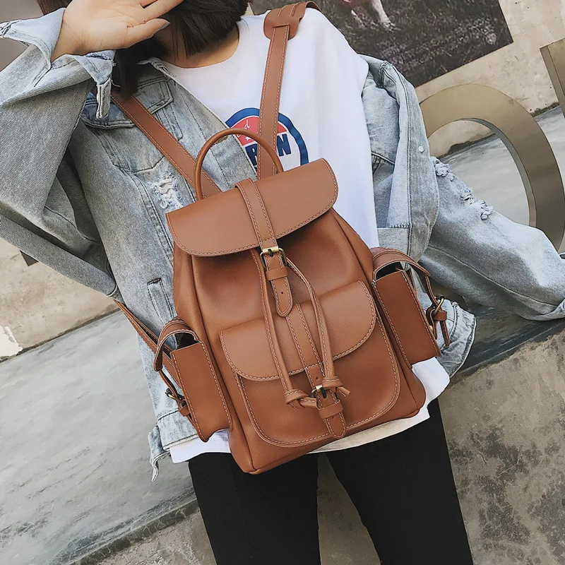 Женская сумка рюкзак Однотонный женский корейский вариант колледжа Ветер Повседневный Рюкзак Студенческая сумка дорожная сумка тренд