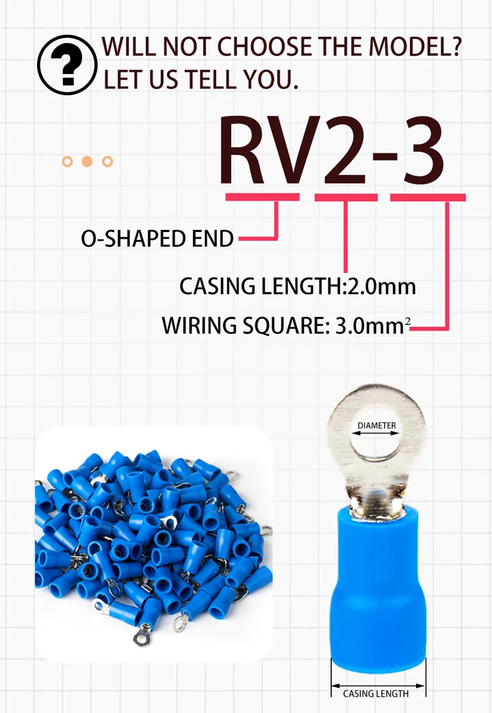 100Pcs SV series Fork Insulated Electrical Wire Crimp Terminals A.W.G   14-12 spade terminals Crimp Wire Connectors