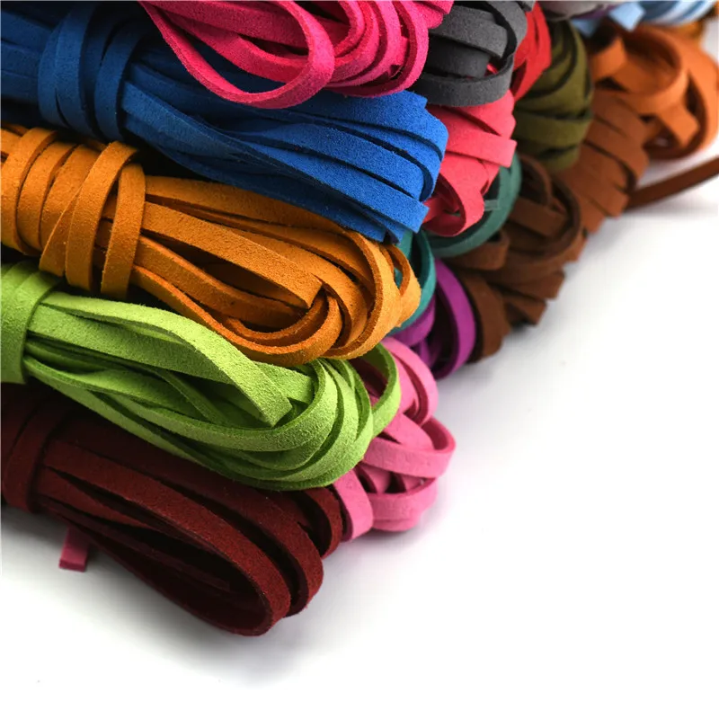 Multi-Color Flat Faux Suede Cord for DIY Jewelry Making - 5mm x 5m Roll