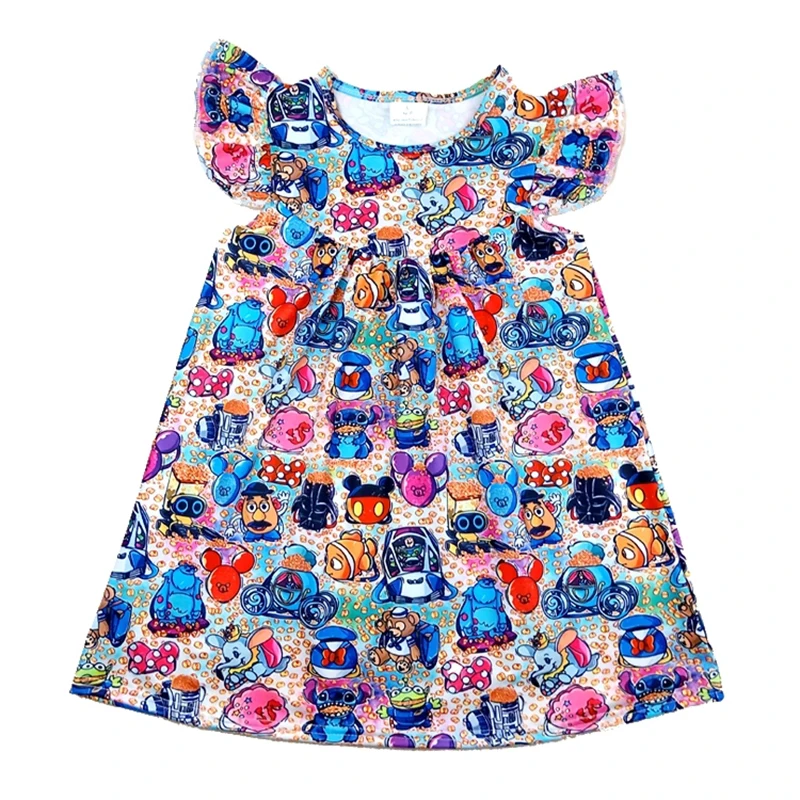 

Wholesales 2020 Spring/summer Baby Kids Cartoon Dress Boutique Girls Soft Milksilk Pearl Dress For Children Girls 12M to 7T