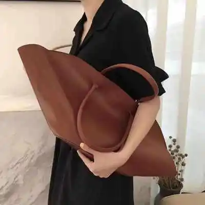 

Women's fashion trend fan-shaped handbag quality PU leather tote bag large capacity shell bag shopping bag 2019 new arrival