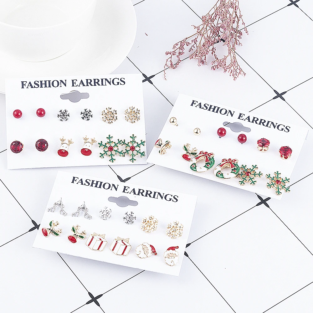 6 пар/лот Симпатичные серьги-гвоздики Рождественский подарок для женщин девочек микс Лот Мини маленькие серьги аксессуары Mujer мужские серьги
