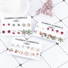 6 пар/лот Симпатичные серьги-гвоздики Рождественский подарок для женщин девочек микс Лот Мини маленькие серьги аксессуары Mujer мужские серьги