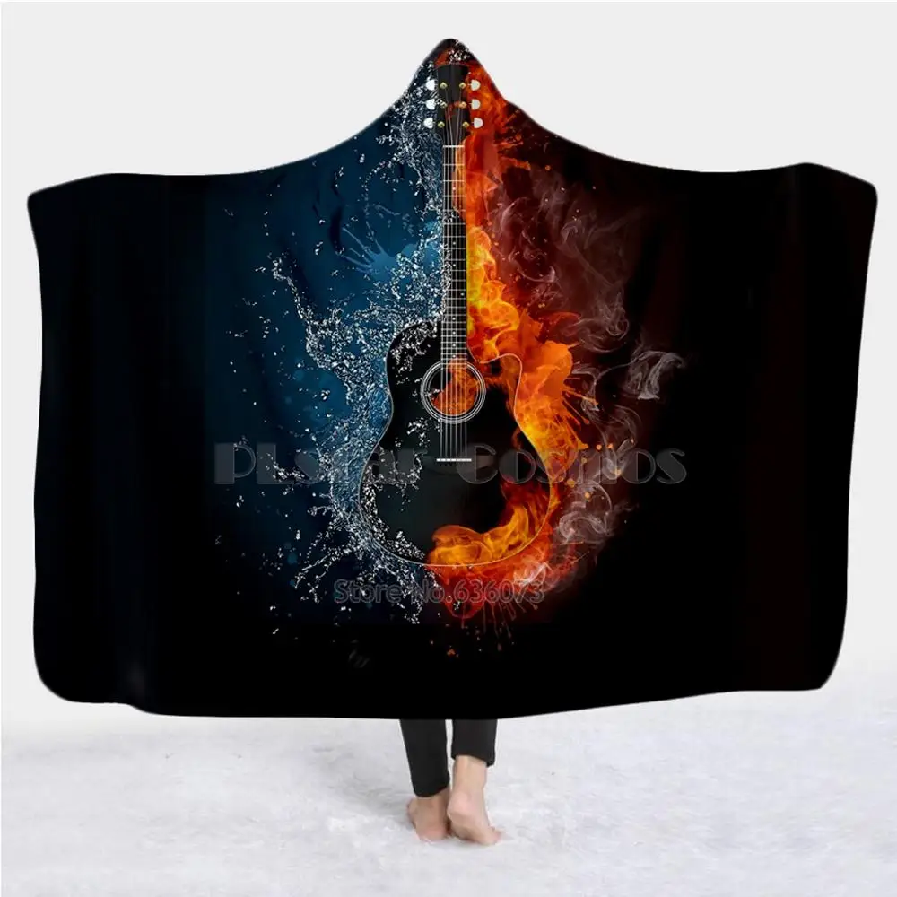 

Violin Guitar art Musical instrument Blanket Hooded Blanket 3D full print Wearable Blanket Adults men women Blanket style-5