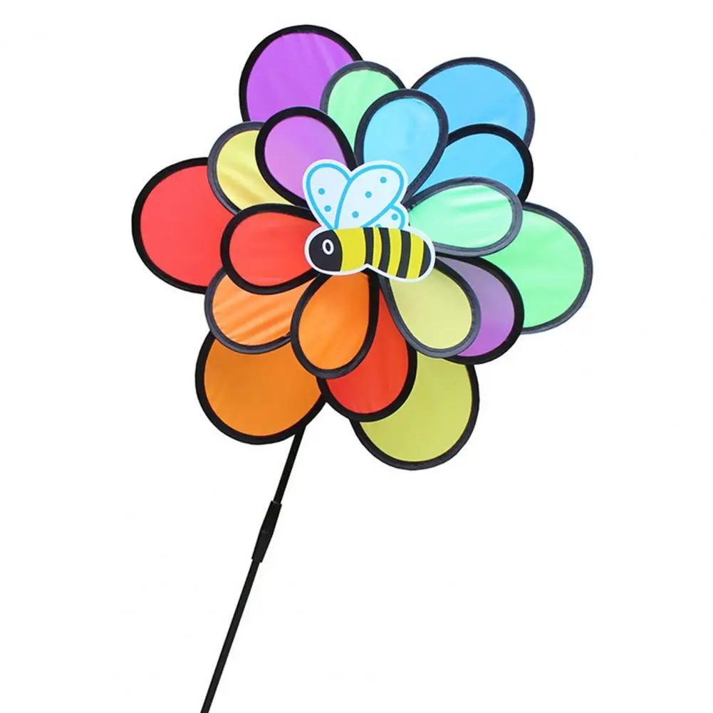 Kids Toys Pin-wheel Funny Colorful Three Layers Bee Beetle Windmill Wind Spinner Pinwheels for Outdoor Camping Decoration universal handheld exquisite workmanship colorful sunflower wind spinner for child flower windmill wind spinner