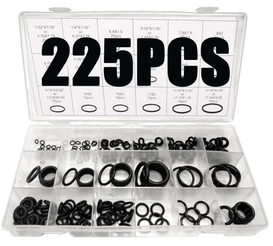 225pcs O ring Assortment Metric Set of Sealing Rings Rubber Sealing