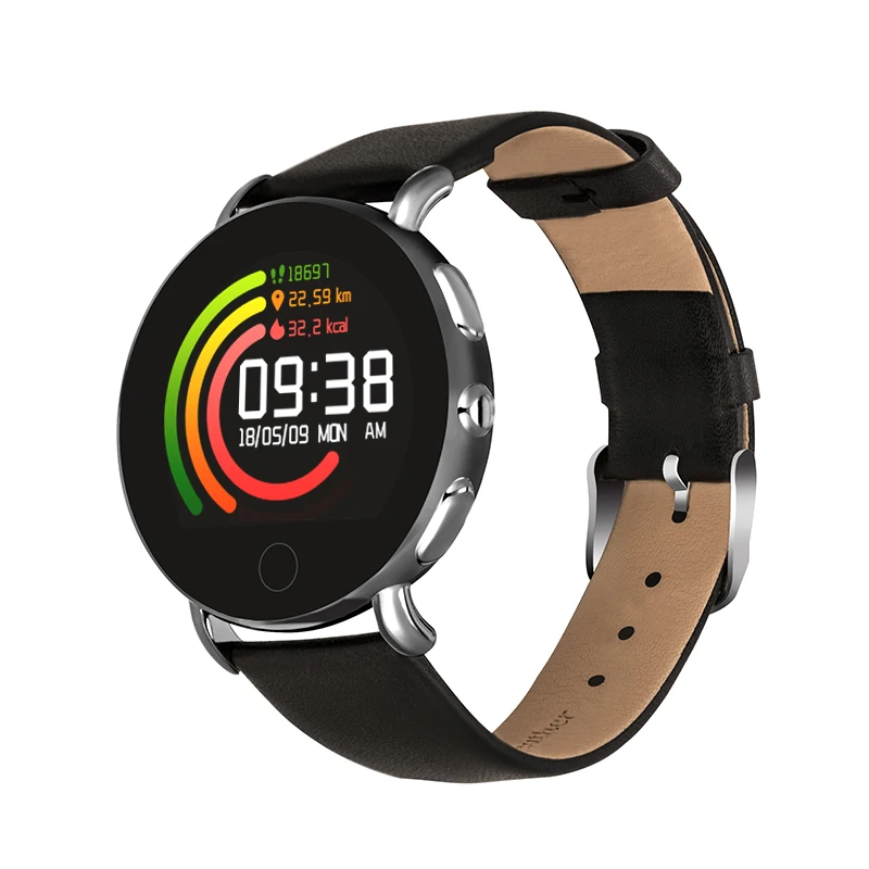 T7 Bluetooth Смарт-часы, пульсометр, кровяное давление, кислород, спортивный фитнес-браслет, ремешок из нержавеющей стали, кожаный ремешок - Цвет: Black leather
