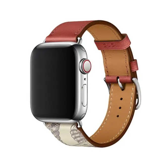 Кожаный браслет для наручных часов iwatch 3/2/1 ремешок для наручных часов Apple Watch, версии 5 4 один тур кожи 38 мм 40 мм 42 44 мм - Цвет ремешка: Brique Beton